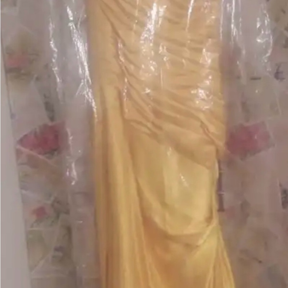 Elegant Yellow long party, prom or wedding dress. Worn once. Dry cleaned. Size 6